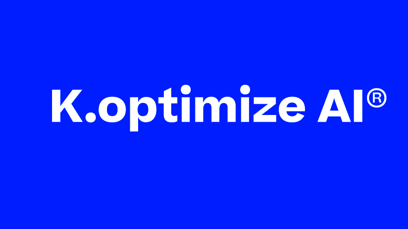 Blue Background with white heading: K.optimize AI.